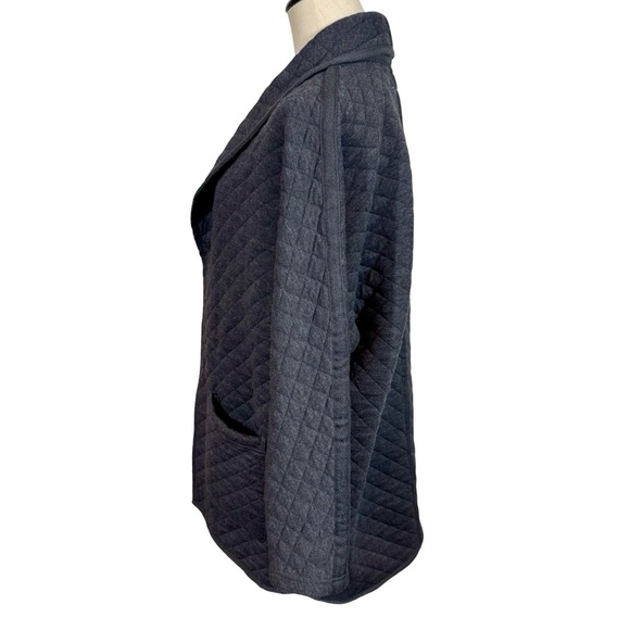 Marine Layer Corbet Coatigan Quilted Shawl Collar Coat Cardigan in Black Heather - Picture 8 of 14